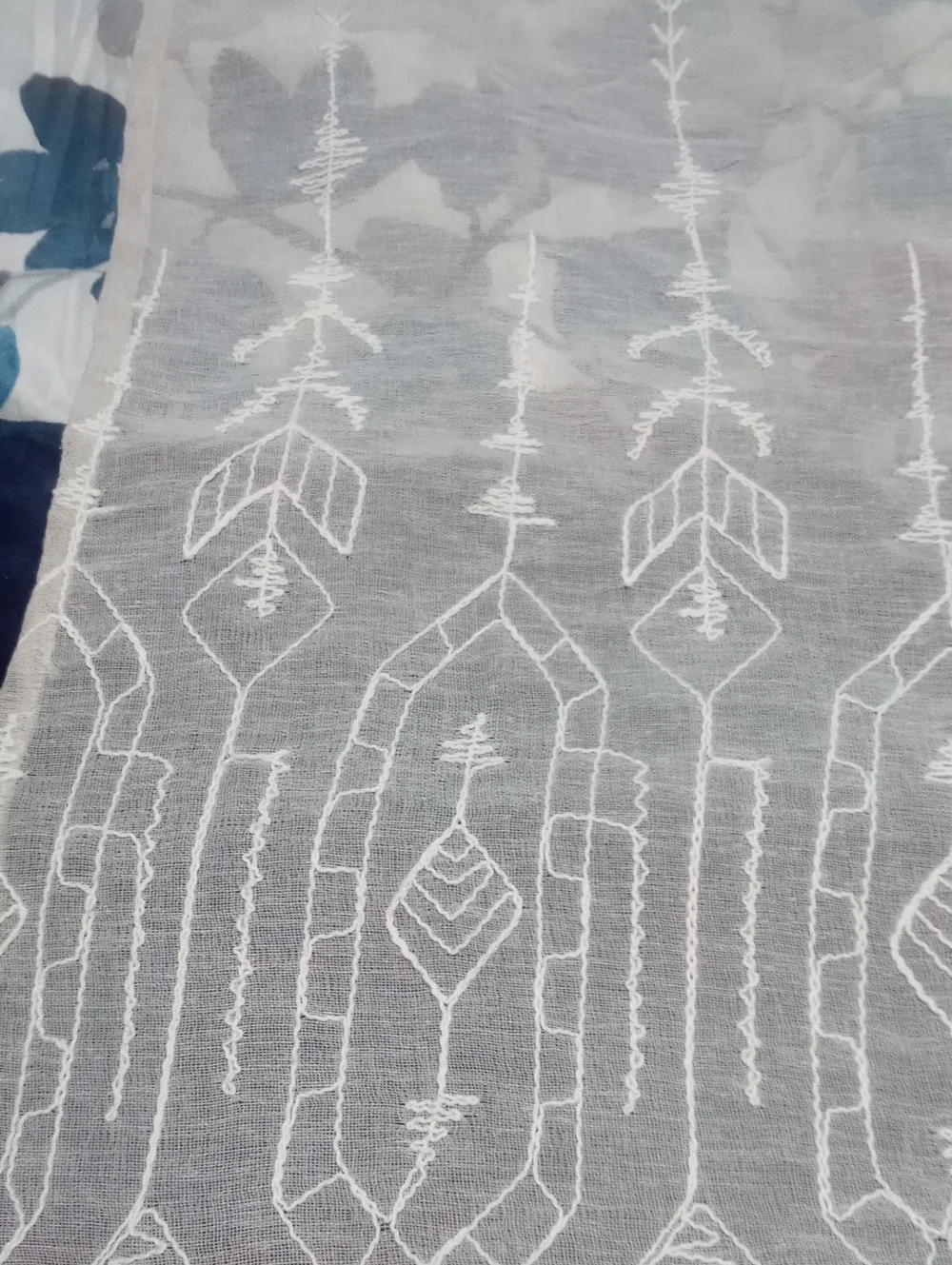 * Embroidered Taupe Sheer Curtain Panel Pair NWT $145.98 Egypt Sherrod